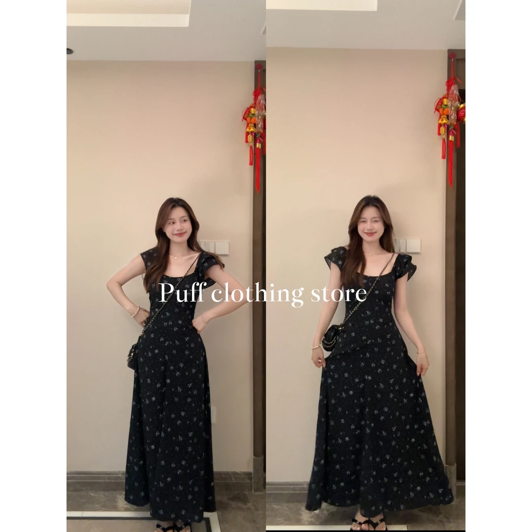 【繁华拾光】2025年夏季新品韩系时尚气质碎花连衣裙