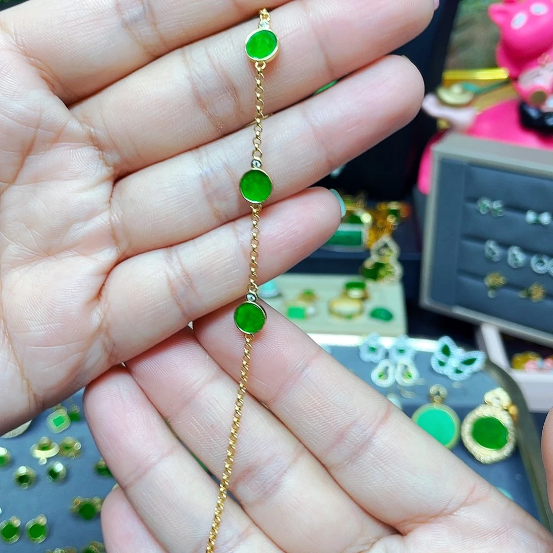 翡翠银S925镶嵌手链翡翠