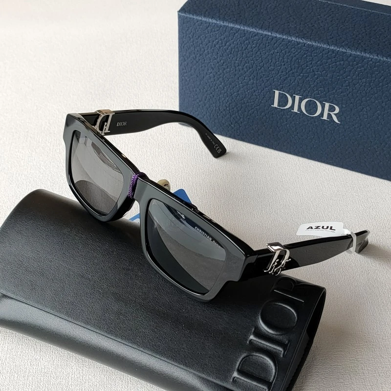 99新 DIOR/迪奥 Azul-黑银Oblique S3F/55 字母方框墨镜50317