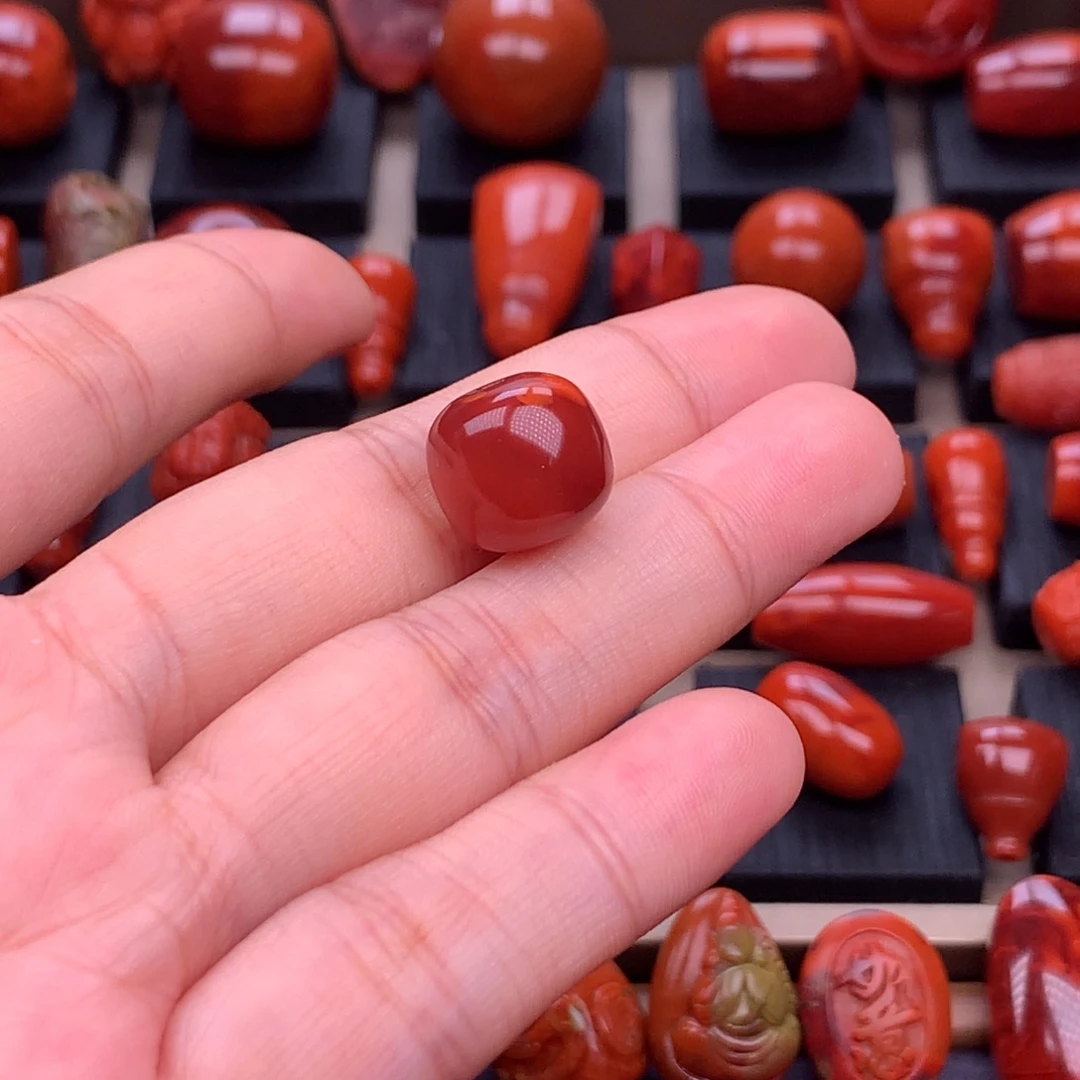 南红玛瑙未镶嵌川料原矿老型单珠13mm