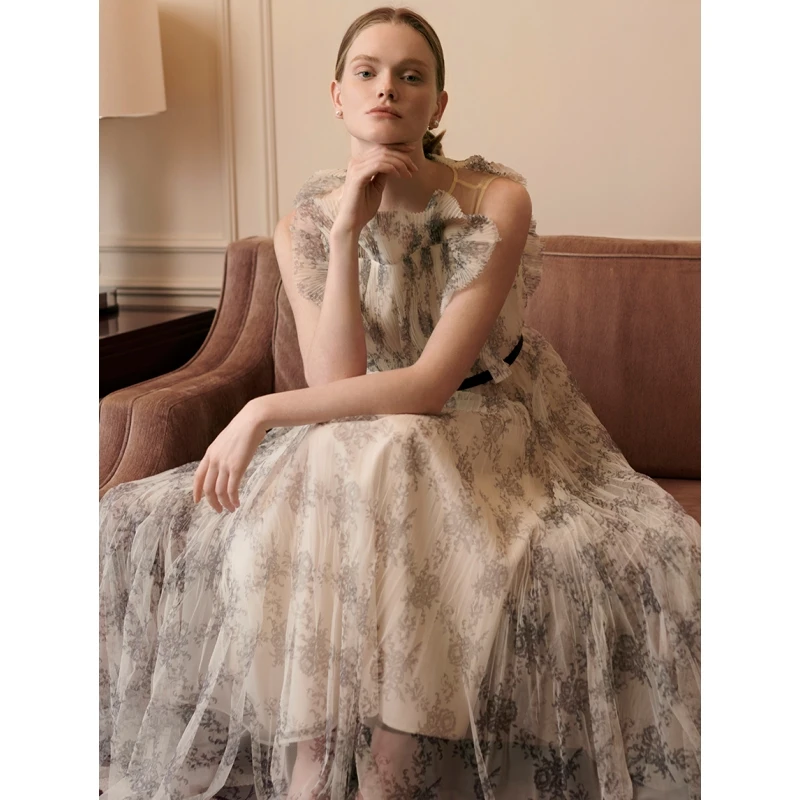 【DD外贸】 桂由美合作款 C 优雅高贵轻奢气质长款连衣裙法式小众