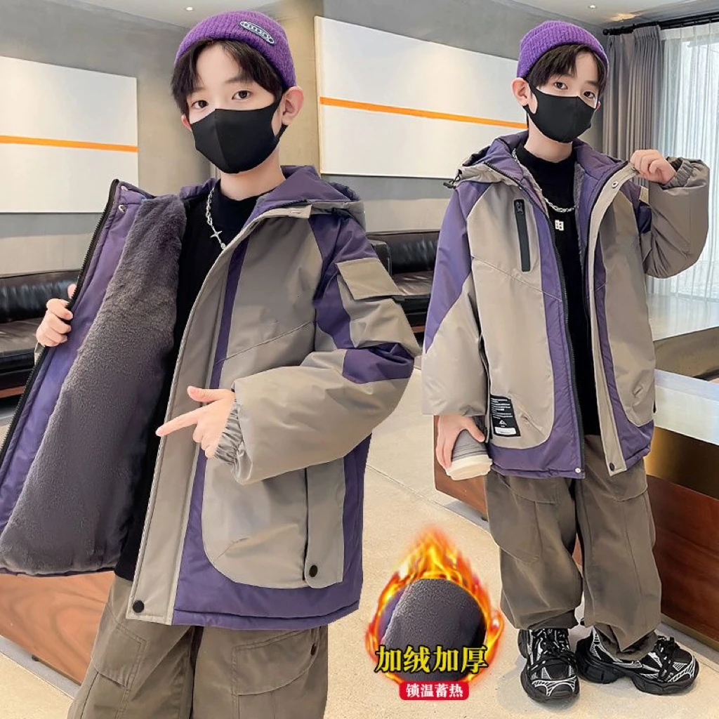 男童儿童冬季秋冬外套加绒2024棉服新款中大童加厚男孩克服