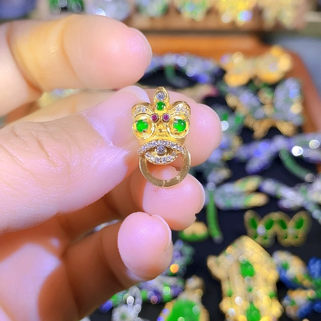 吊坠(不含链)银S925镶嵌翡翠