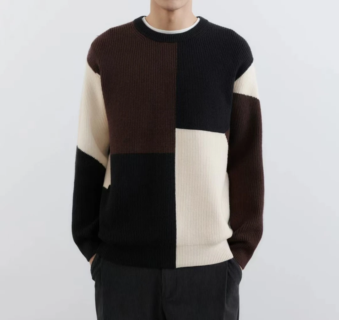 『时尚拼色Q』百搭休闲舒适简约潮流时尚毛衣053