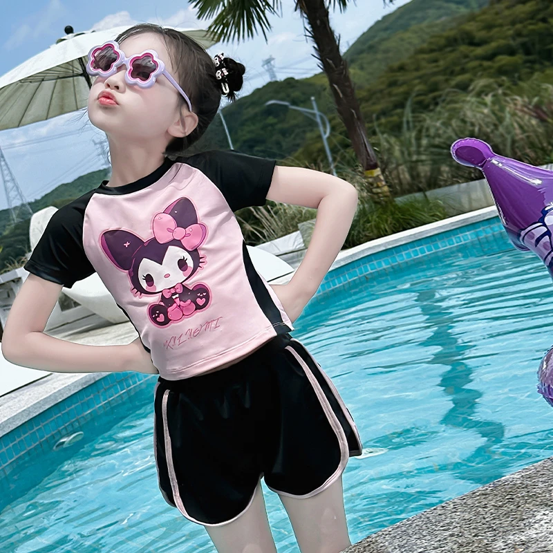 66公主女童夏季泳装2025新款女孩泳衣海边速干可爱分体泳服TZ306