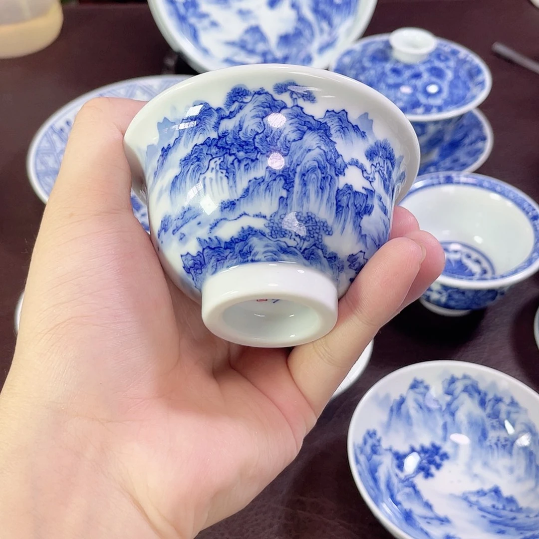 信***游纯手工手绘重工山水杯