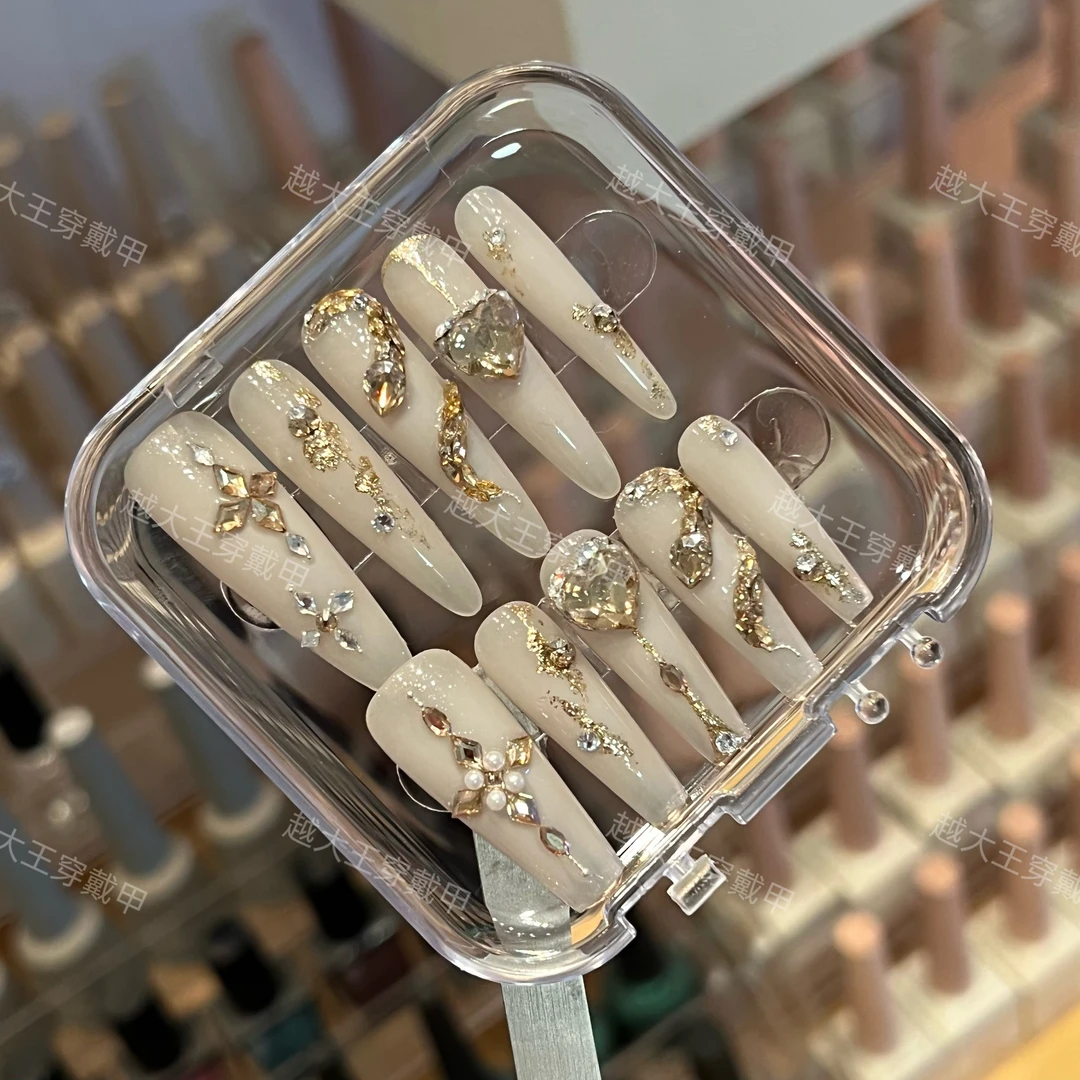 越大王 全华 新年金蛇献瑞 裸透鎏金款高端定制纯手工穿戴美甲