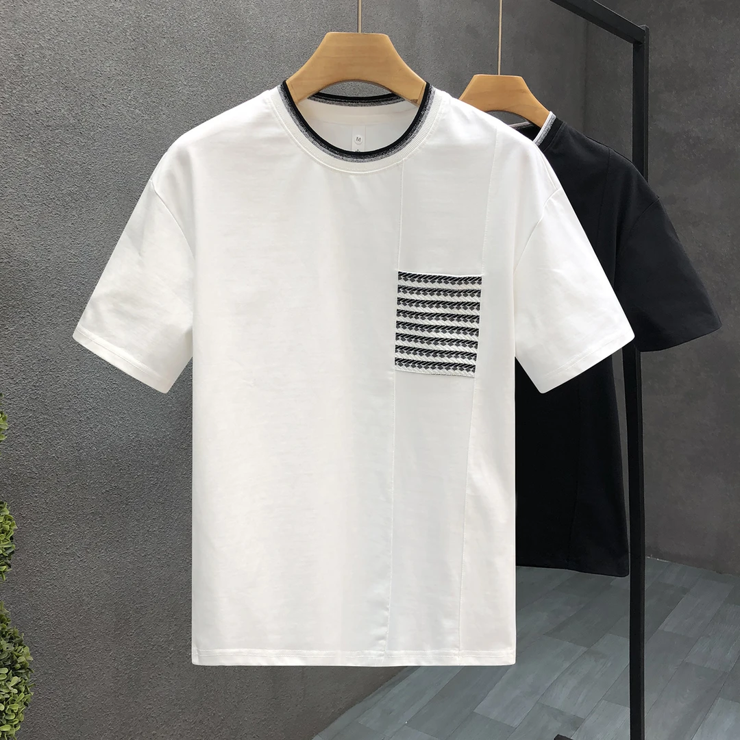 高品质休闲短袖t恤男潮牌半袖2025年夏季新男士中年纯冬季短袖