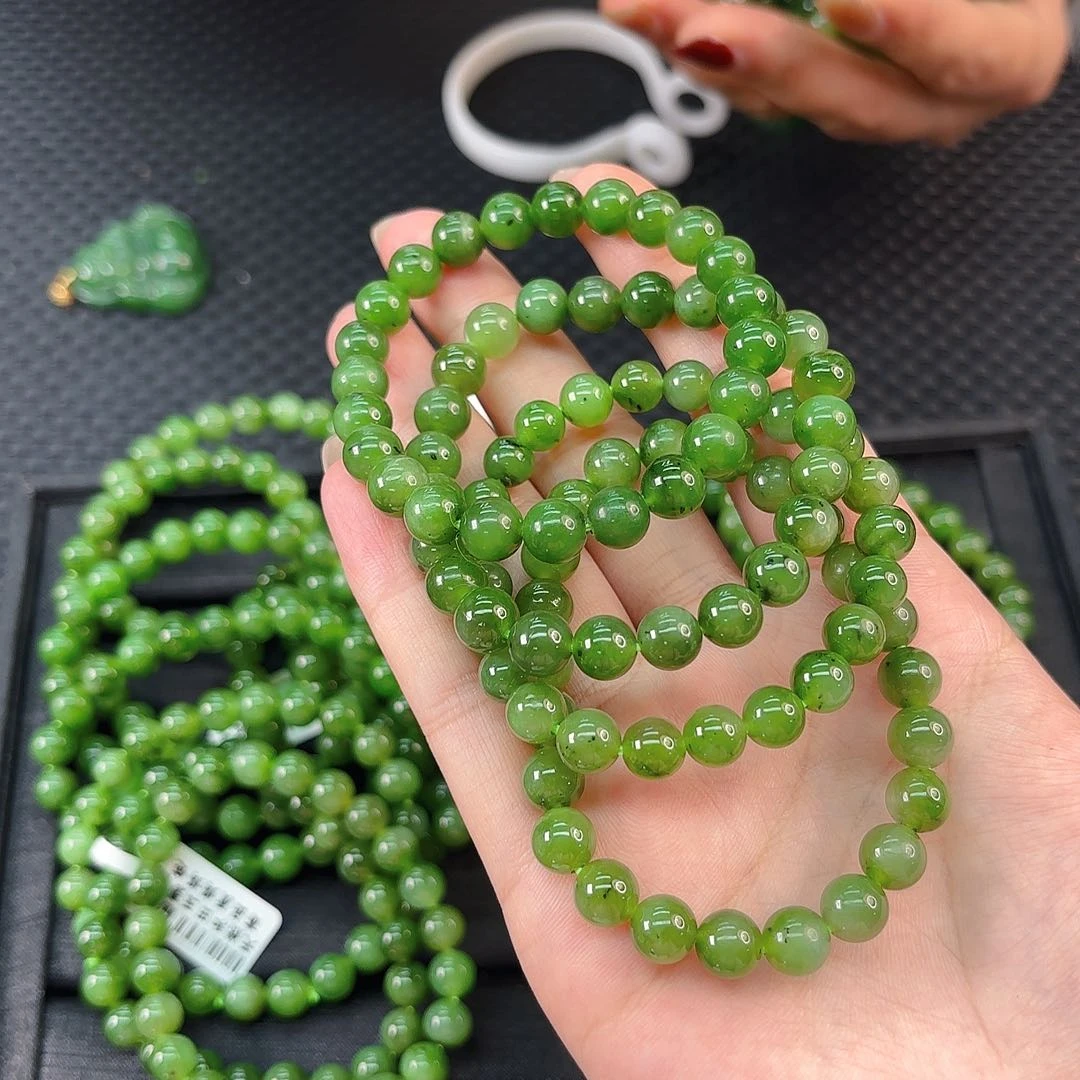 未镶嵌手链和田玉碧玉卡8手串发其一