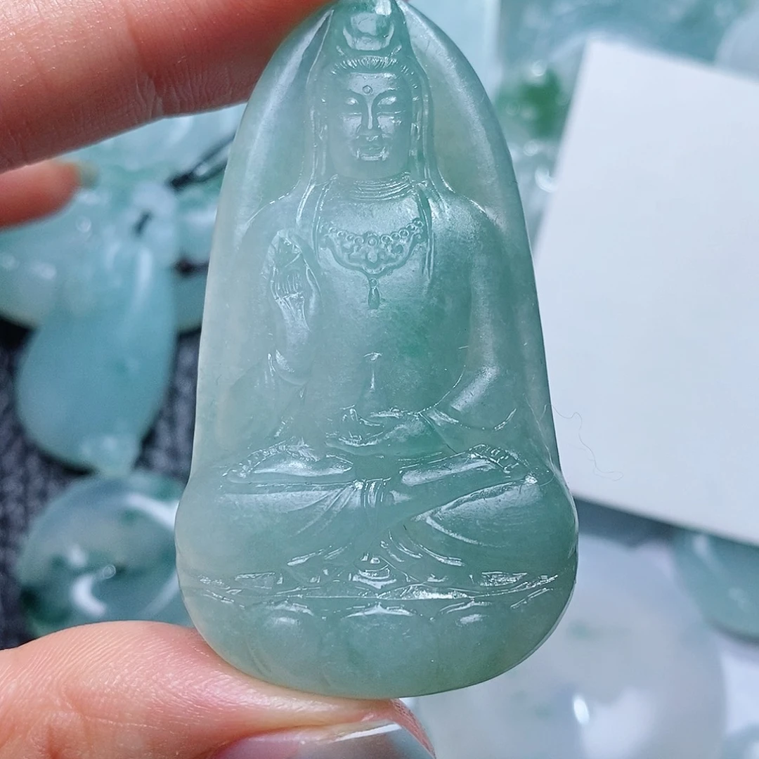 定制翡翠未镶嵌毛货付款后确认抛光