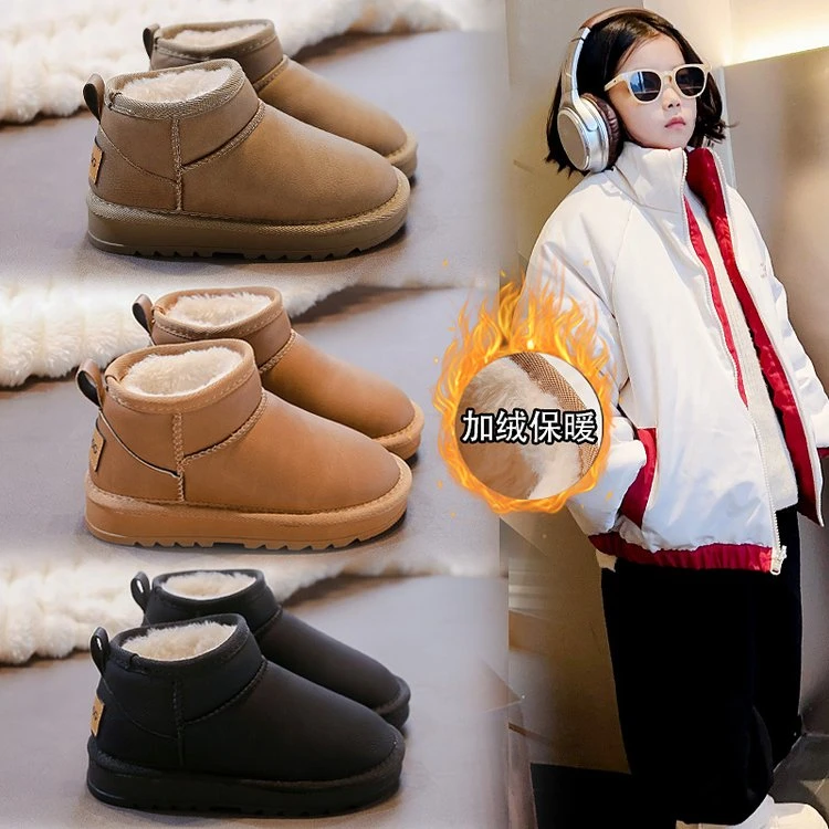加绒加厚短靴棉鞋冬季雪地靴棉靴冬鞋雪地棉保暖鞋女款时尚短筒一