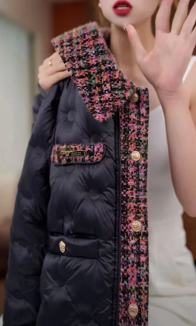 HY-2025年新款小香风拼接气质羽绒服