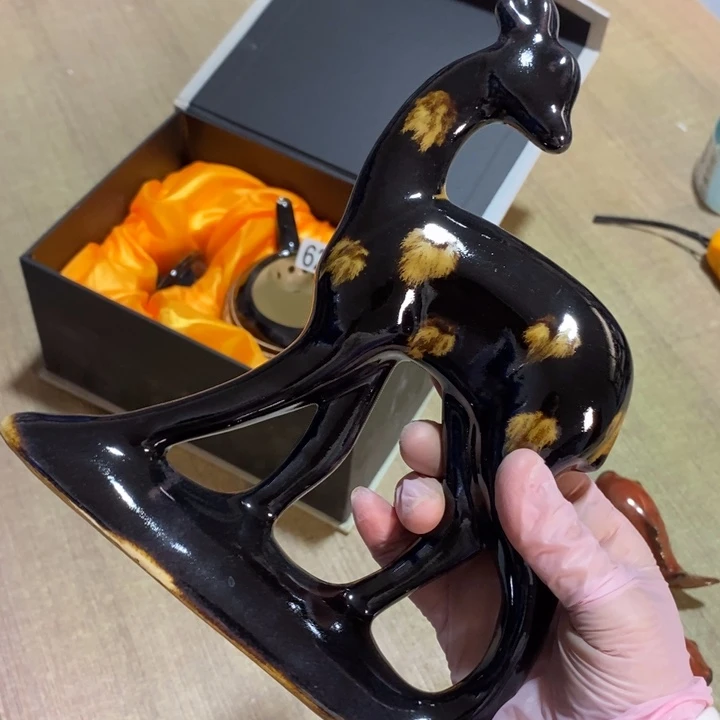 瓷片七厂窑变回头鹿高度21厘米