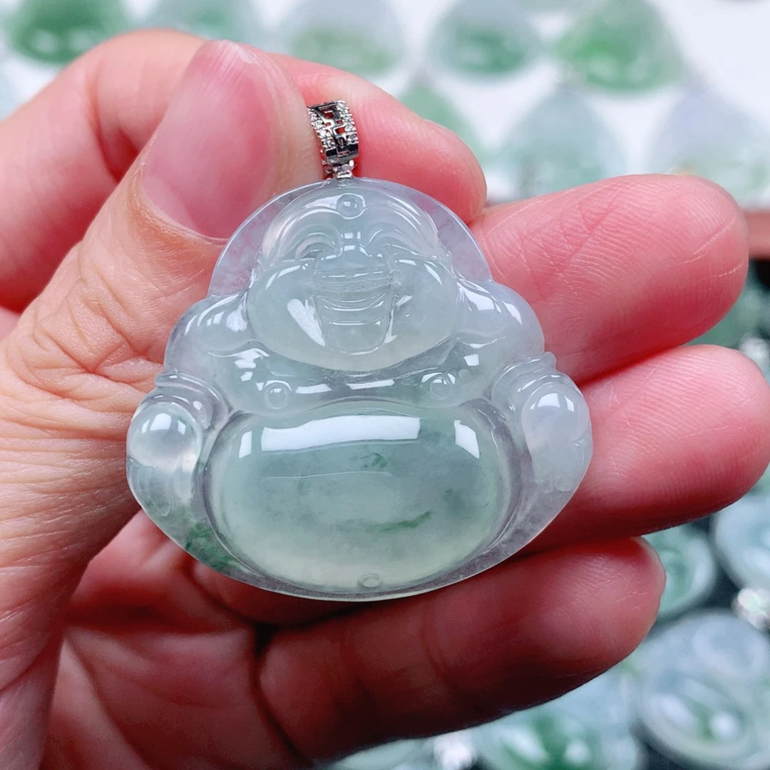 吊坠(不含链)18K金镶嵌翡翠