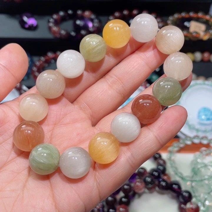 水晶手链未镶嵌兔毛手链，晶体通透