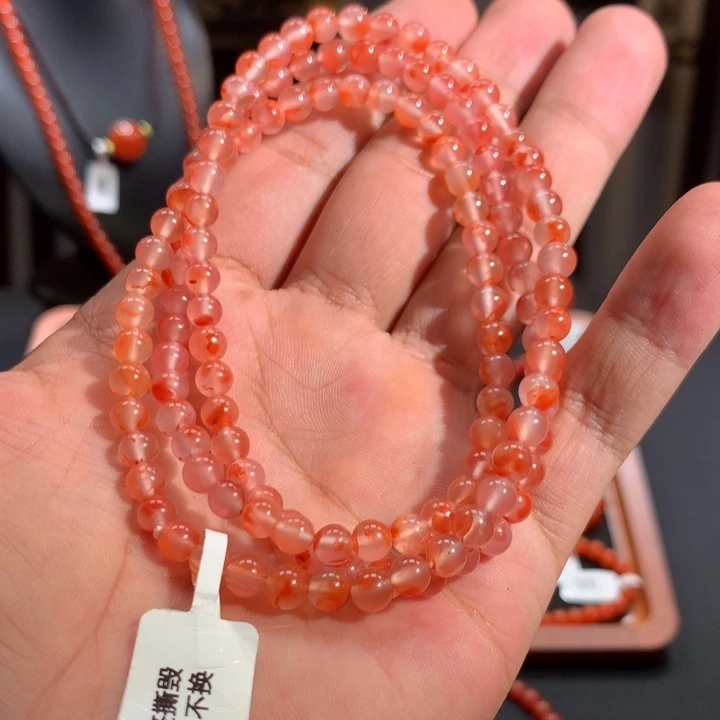 未镶嵌多圈南红玛瑙5大➕冰飘
