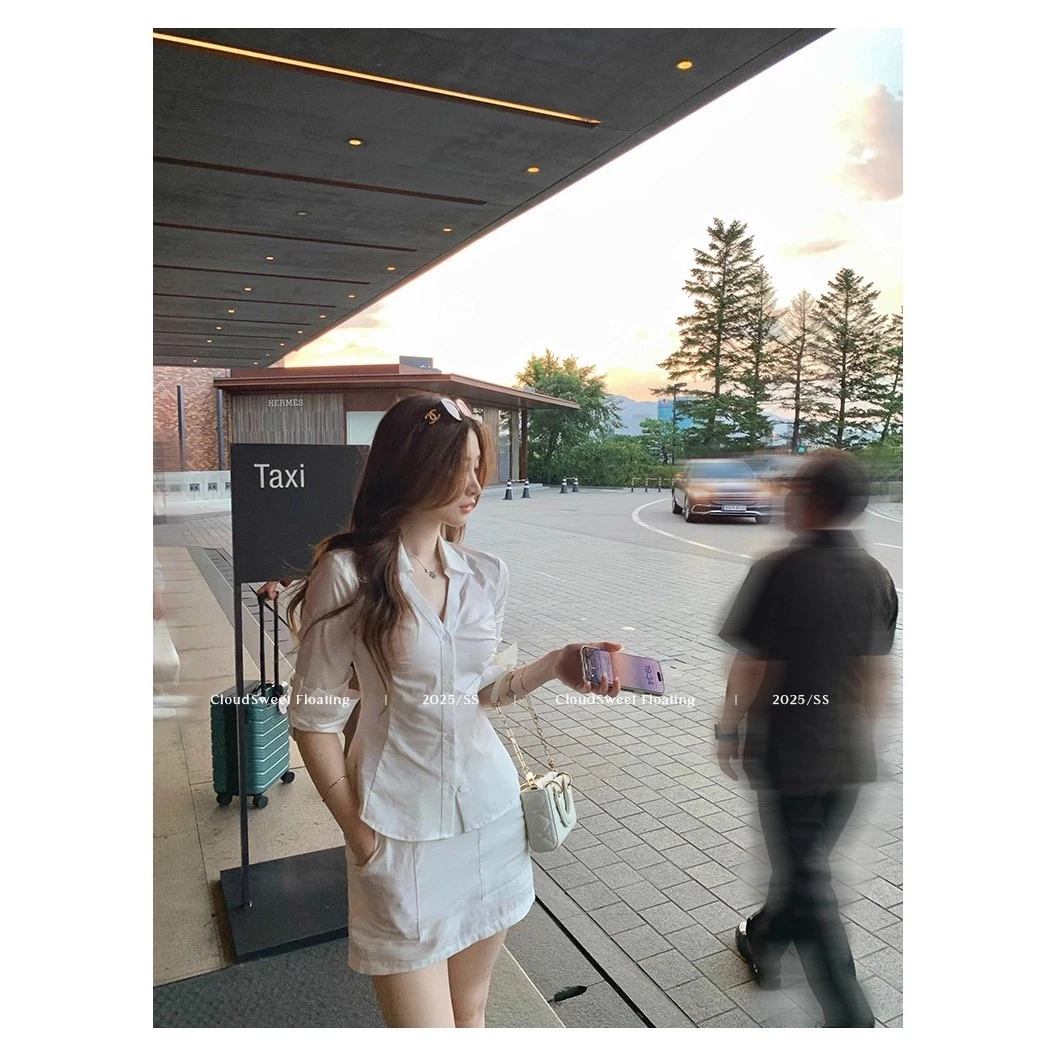 【CloudSweet 07/18 21:30】韩漫高智lady 折纸腰通勤感 收腰衬衫