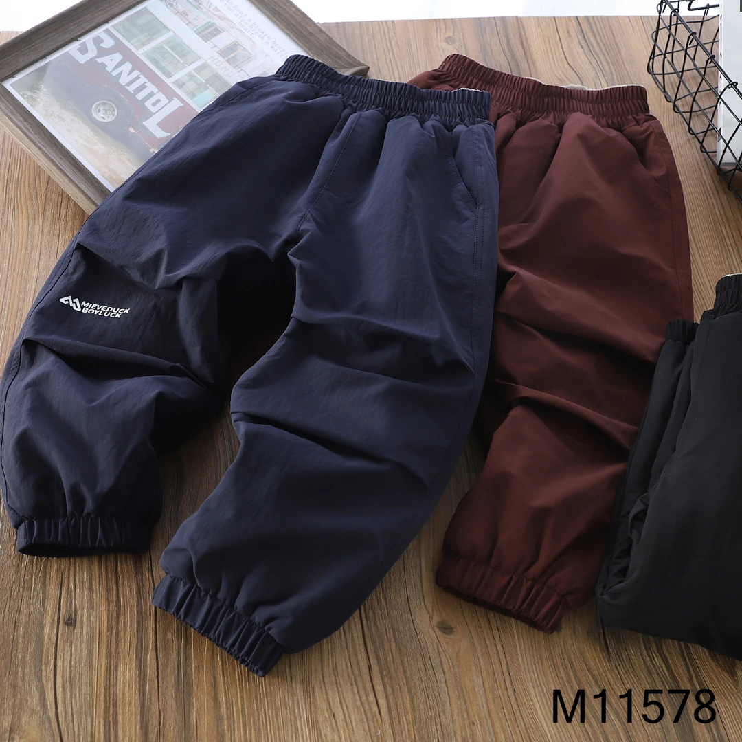 【MIEVE DUCK】冬款儿童梭织加绒棉裤中大童运动休闲工装裤11578