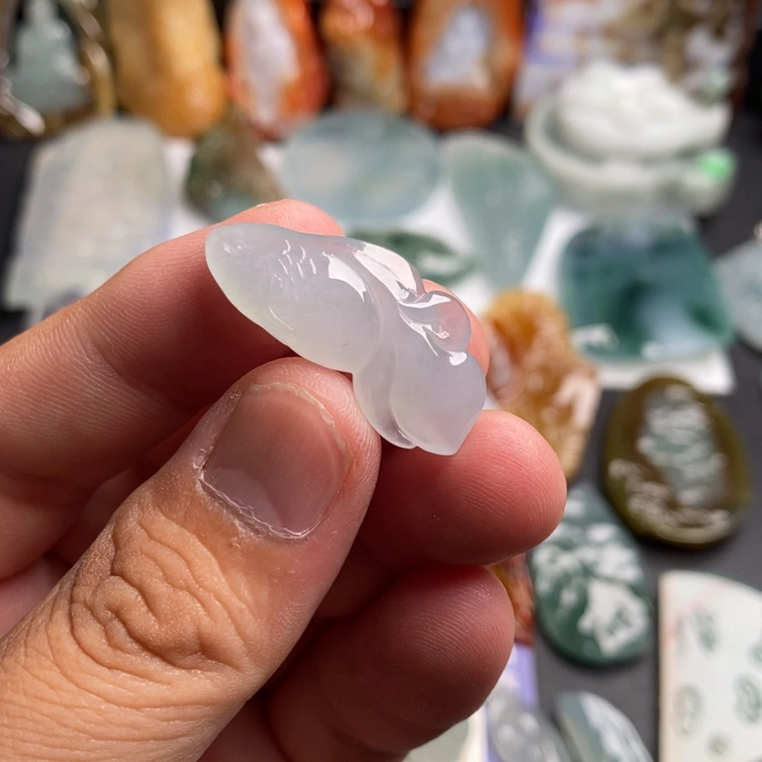 定制翡翠未镶嵌冰胶小金鱼