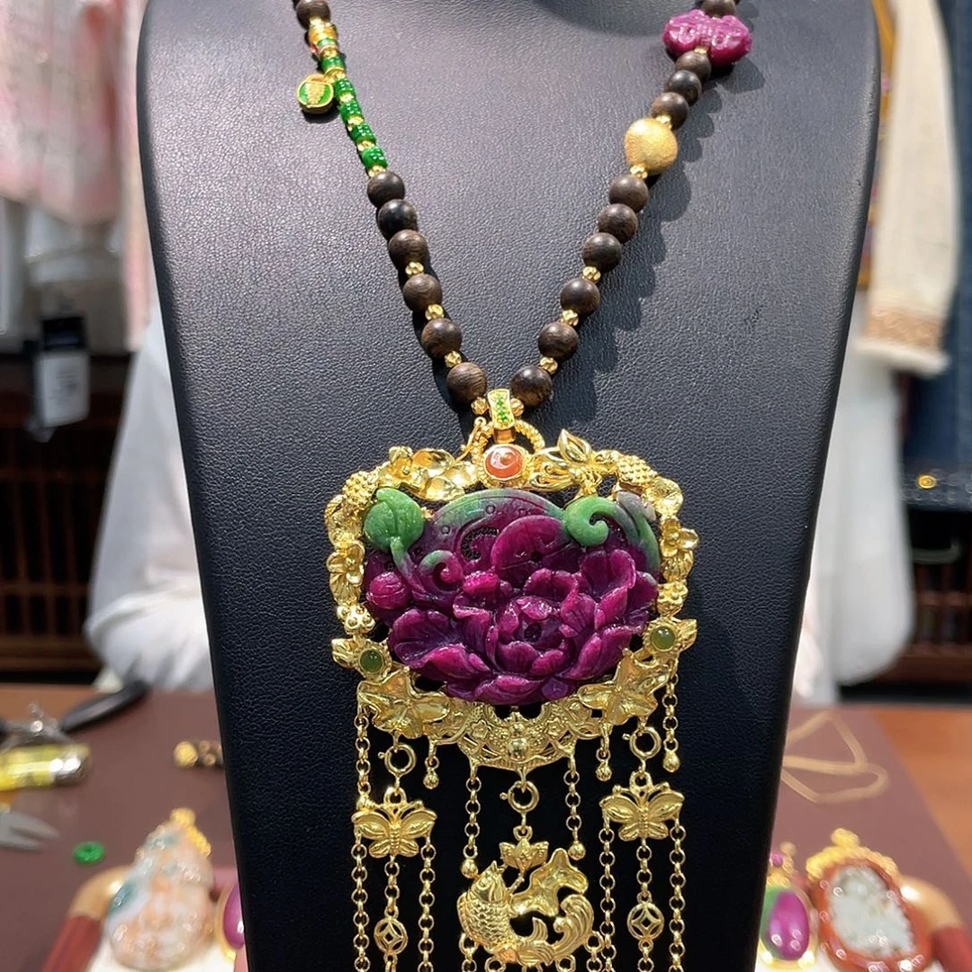 锦纶非金属红宝吊坠 不含链