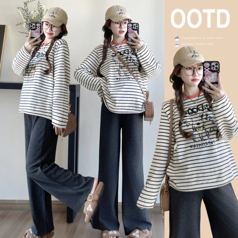 孕妇春装上衣打底衫2025新款大码衣服宽松长袖卫衣T恤春秋季百搭