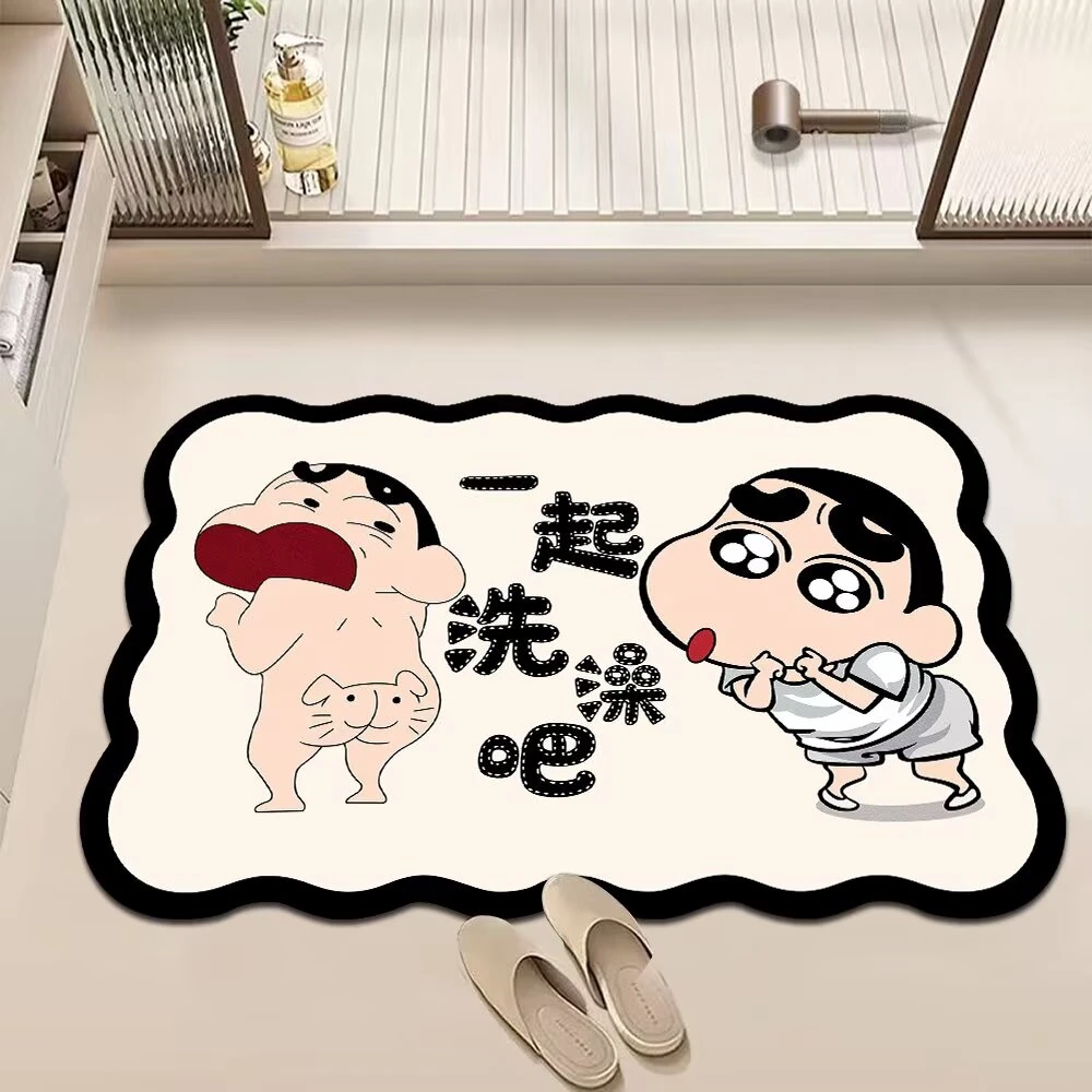 蜡笔小新卫生间门口吸水垫浴室吸水地垫硅藻泥软垫脚垫防滑速干毯