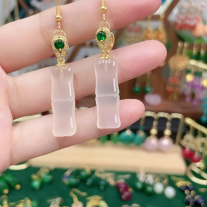 玛瑙/玉髓合金耳饰