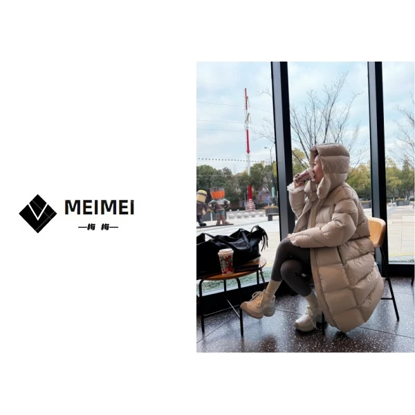 XMM.【泡芙云朵长款新国标90绒】时尚休闲连帽保暖秋冬新款长款泡芙