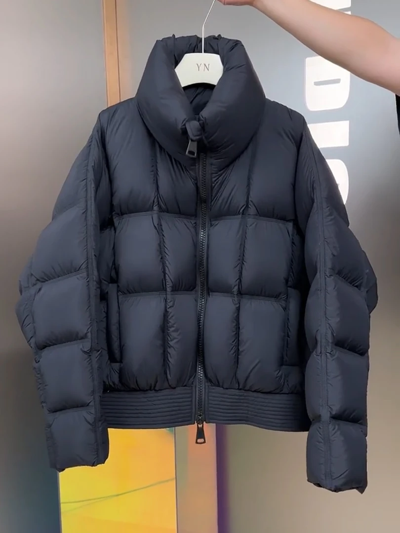 黑色短款泡芙棉服女2025年冬季新款韩系百搭简约立领保暖棉衣外套