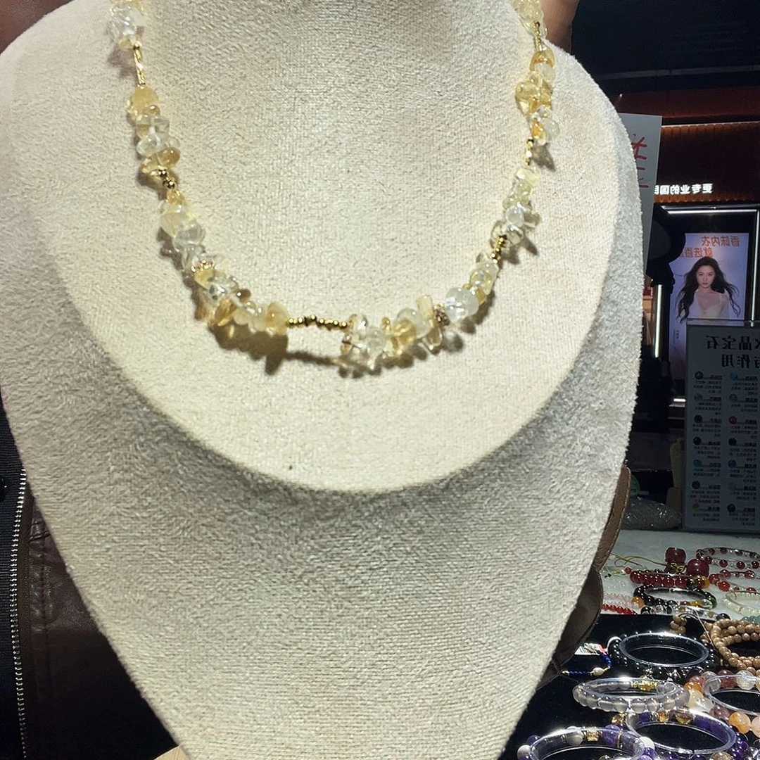 水晶颈饰未镶嵌黄水晶项链设计款