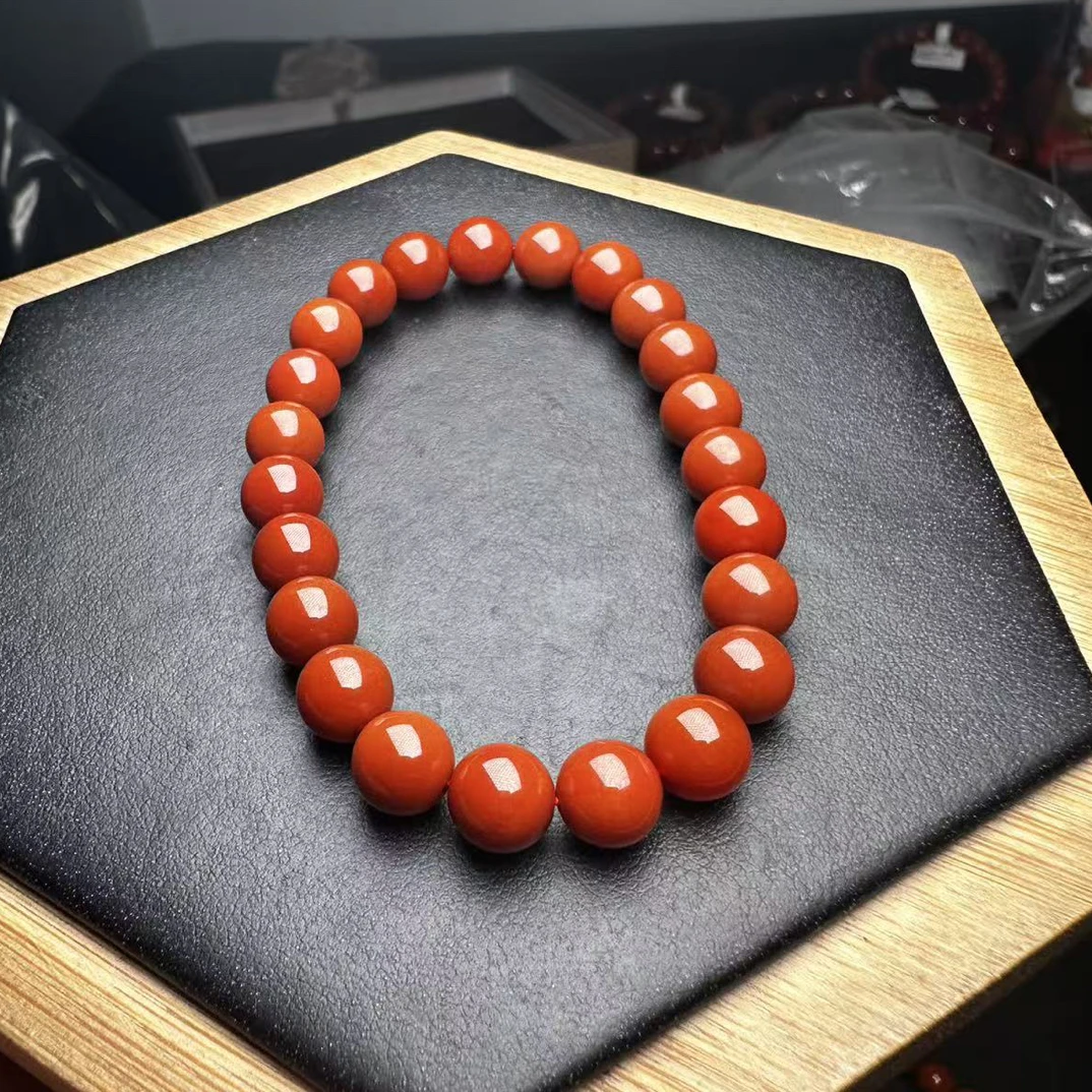 428保山料满色满肉柿子红手串尺寸8mm