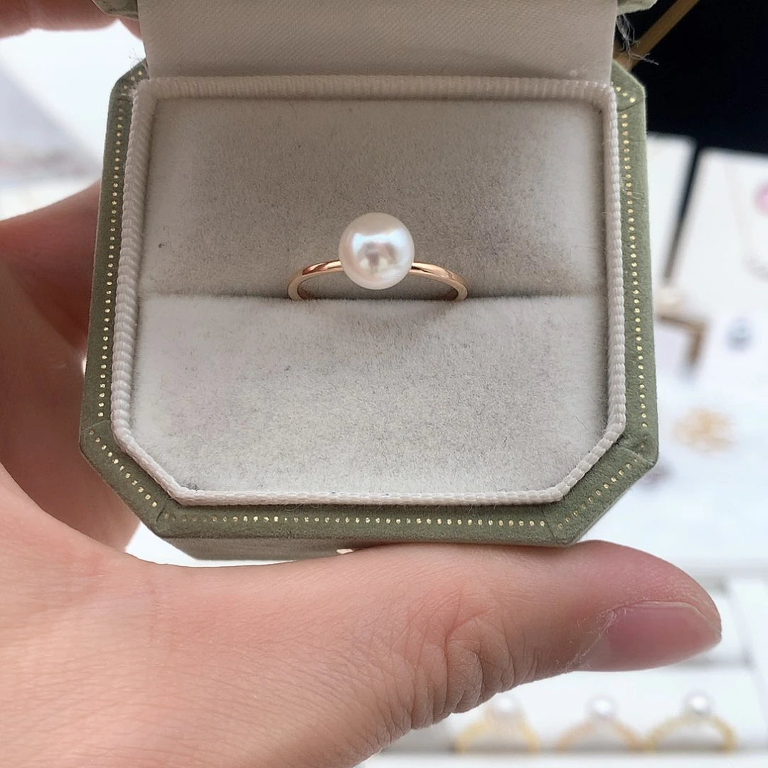 海水珍珠7-7.5mm ak戒指银S925镶嵌