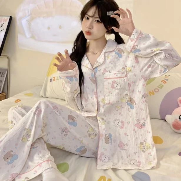 （4号链接）2025年春秋新款睡裙薄款宽松印花甜美舒适