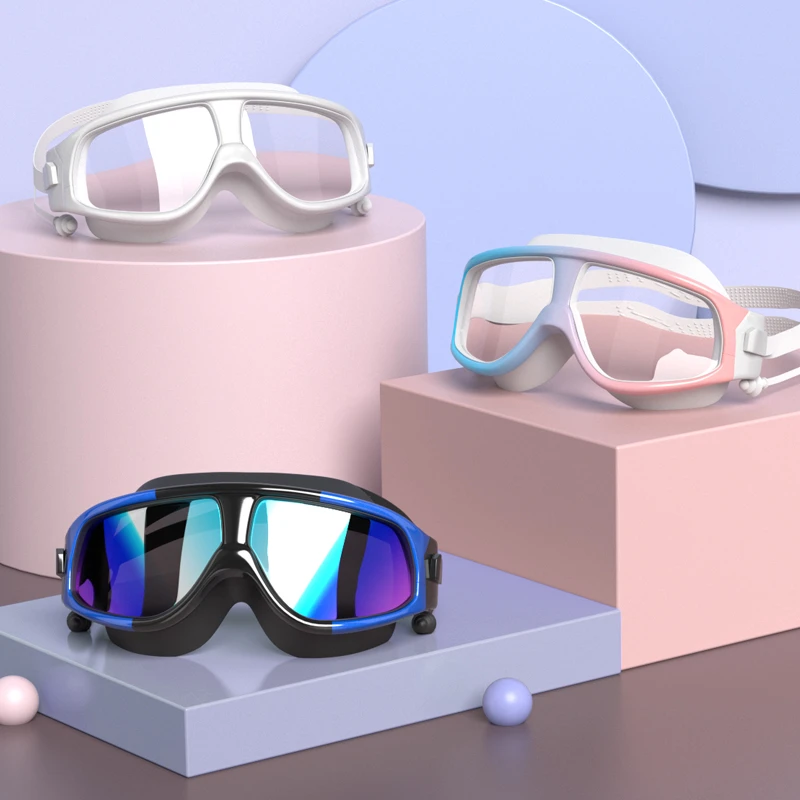 6621泳镜高清防雾防水大框透明近视游泳眼镜