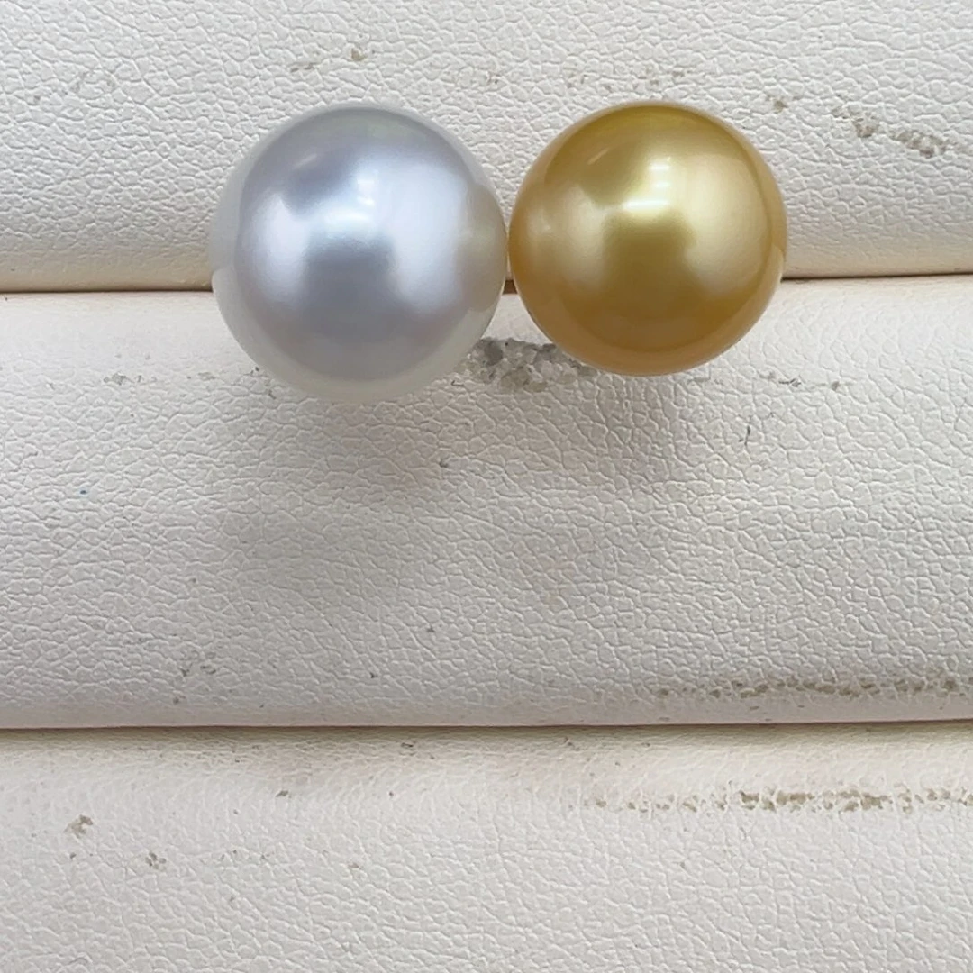 银S925镶嵌海水珍珠白金戒指10-11