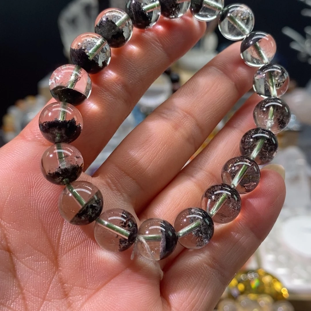 水晶手链未镶嵌天然绿幽灵手链半盆