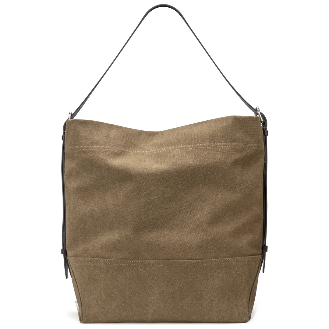 牛皮帆布托特包简约小众百搭做旧超大容量松弛感慵懒