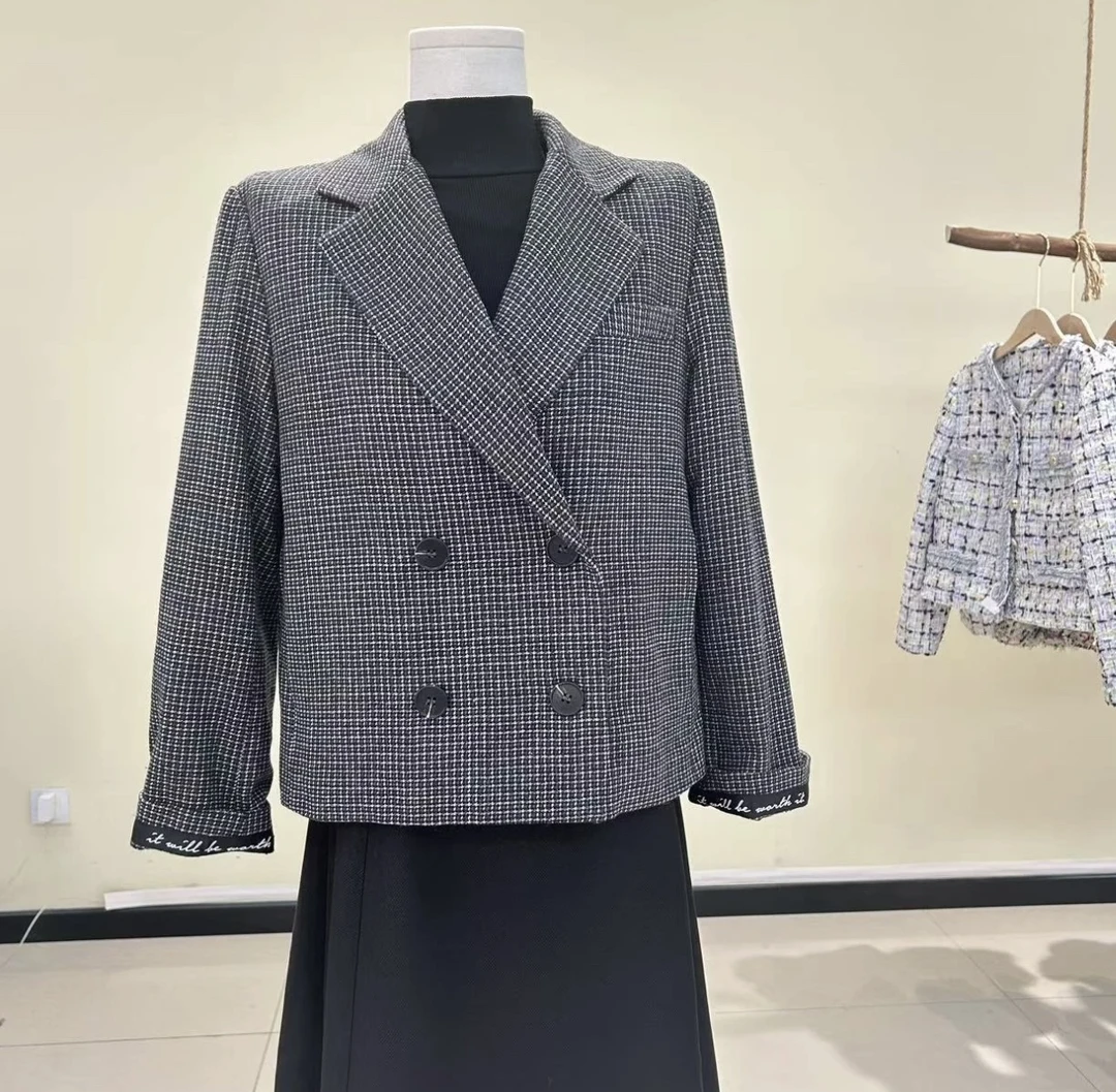 【西服】｜秋冬装新款女时尚西装领格子职场羊毛西装外套