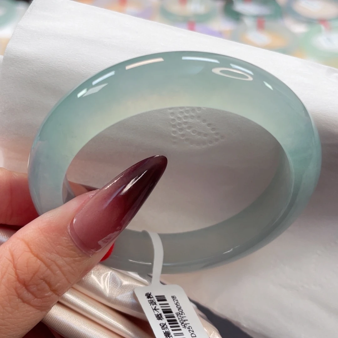 未镶嵌手镯翡翠14号53.6种老冰胶起光浓晴绿水推荐