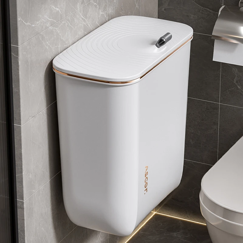 厕所防臭壁挂垃圾桶家用卫生间2025新款带盖夹缝厨房橱柜门挂式桶