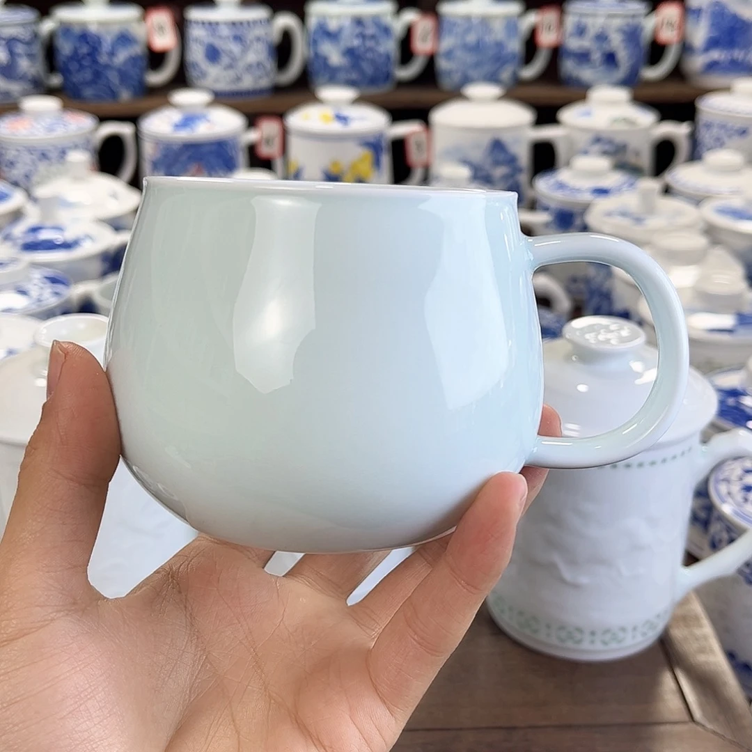 被****?景德镇陶瓷马克杯带盖