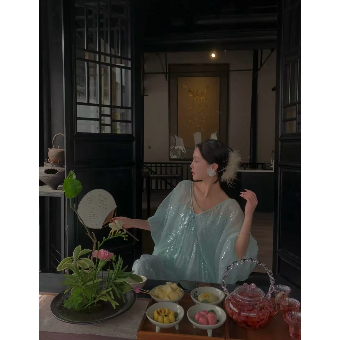 Mill Lin【冷杉薄荷】新中式风重工刺绣宽松显瘦连衣裙