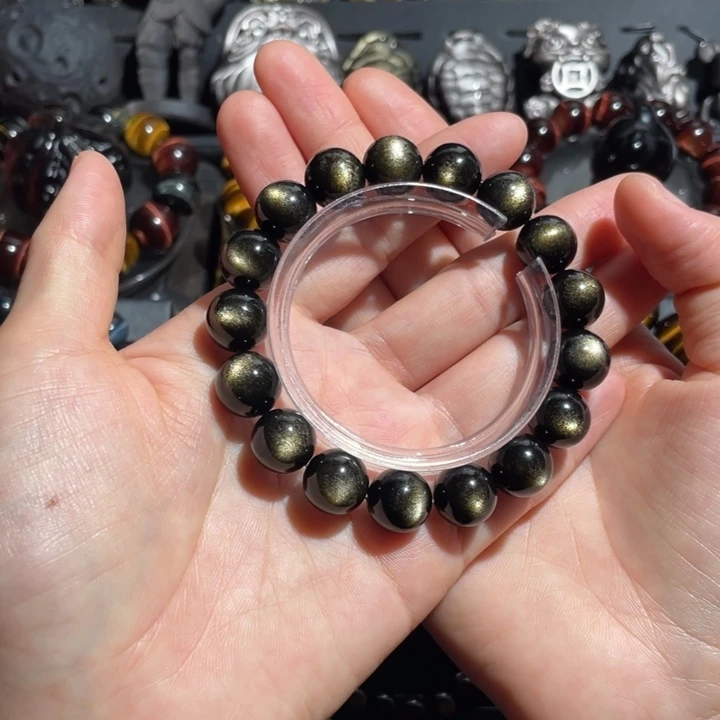 龖***龘黑曜岩未镶嵌手串