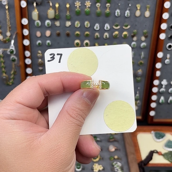 和田玉戒指银S925镶嵌和田玉37