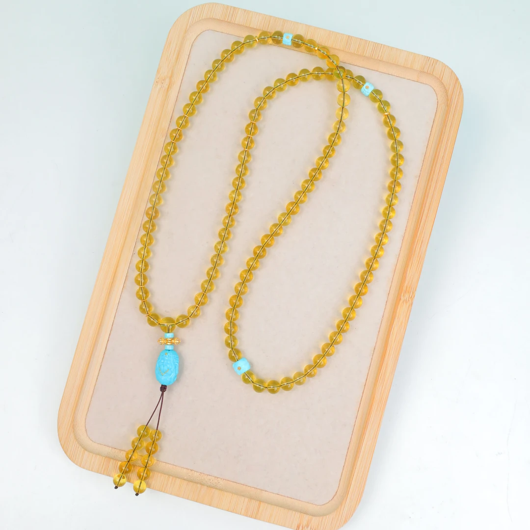 【琪琪珠宝】天然原矿长款蓝珀毛衣链