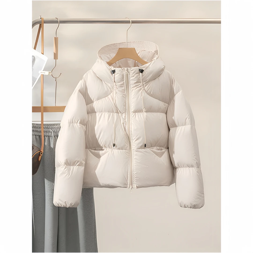 韩版时尚小个子短款冬装新款加厚泡芙蓬松棉服减龄连帽面包服外套