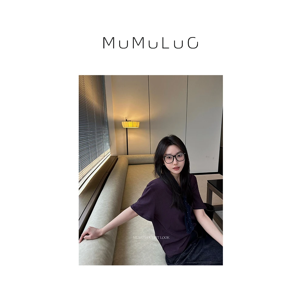 罗炑炑“面膜T”极简轻薄舒适U领麻棉短袖T恤 MML252289