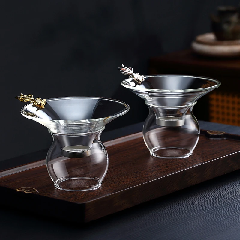金银鱼玻璃茶漏茶滤创意茶叶过滤网泡茶器茶隔漏斗茶具配件滤茶器