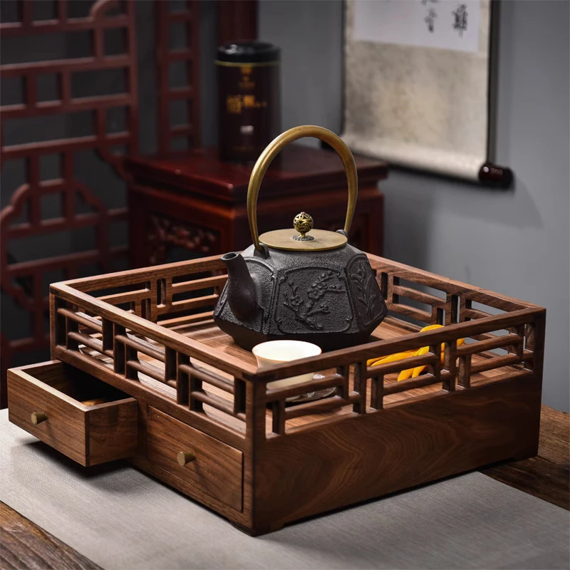 都承盘 北美实木茶桌器收纳茶盘书房办公室桌面文件收纳柜