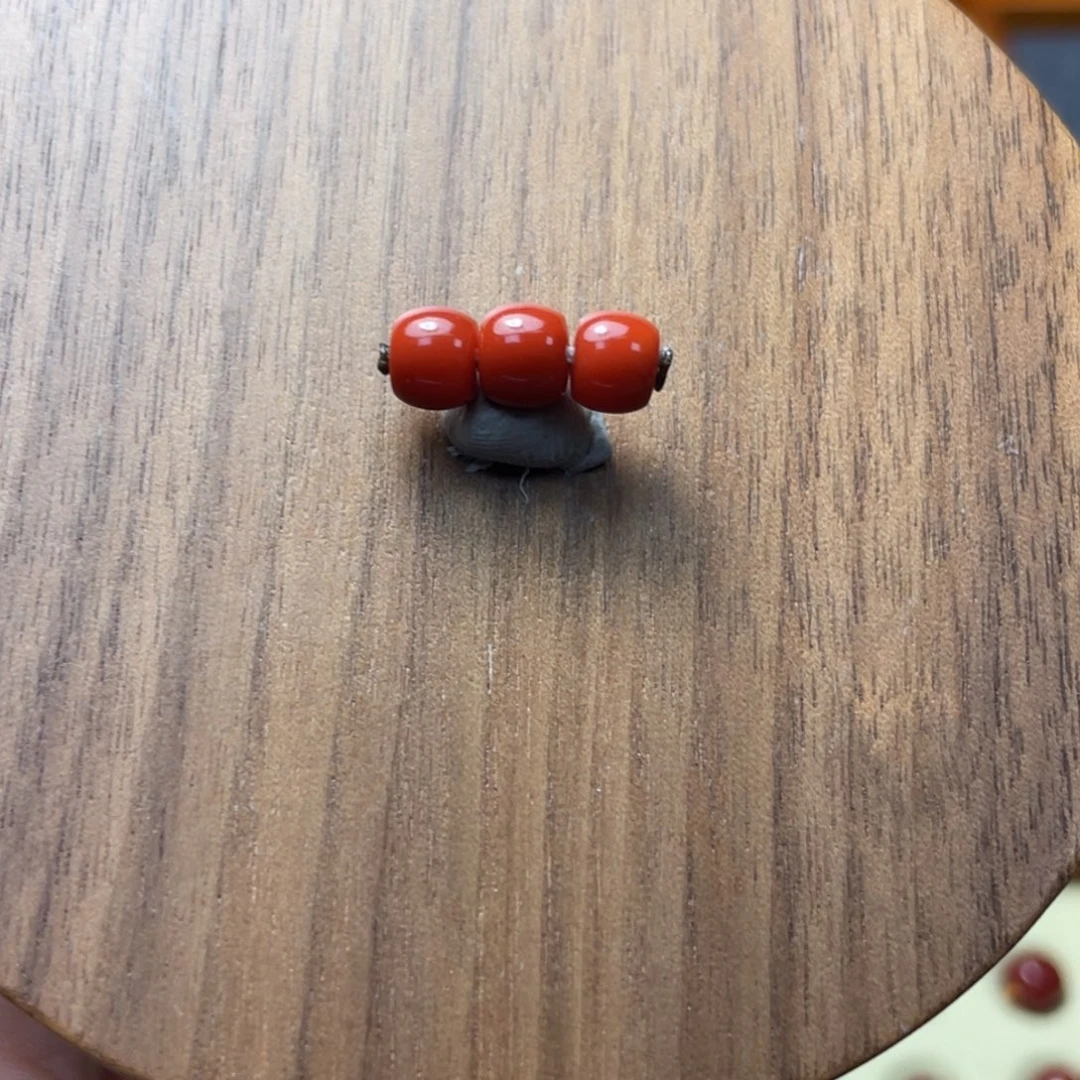 ****单南红玛瑙未镶嵌6.4柿子红直切套装